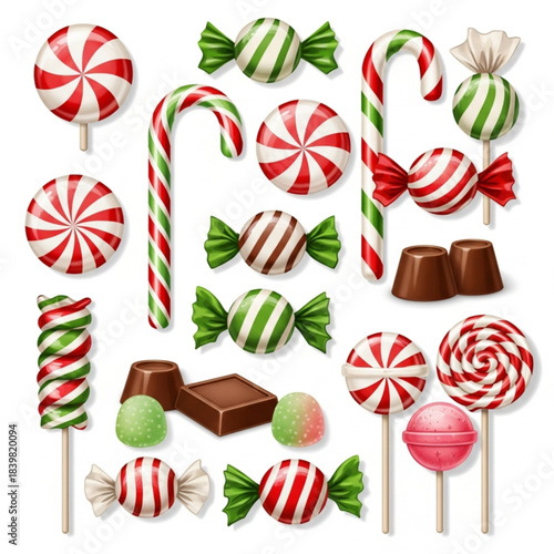 Festive Assortment of Christmas Candies and Chocolate Treats.