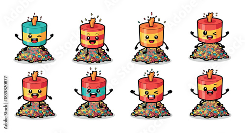 Colorful candy treats characters with transparent background