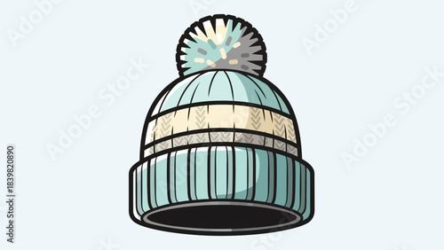 Winter Wonder: A detailed illustration captures the essence of winter with a cozy, vibrant, and stylish knitted winter hat.