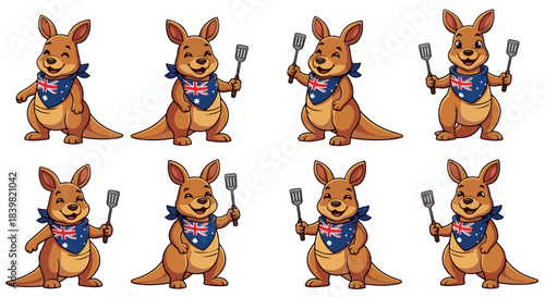 Australian kangaroo chef with cooking tools