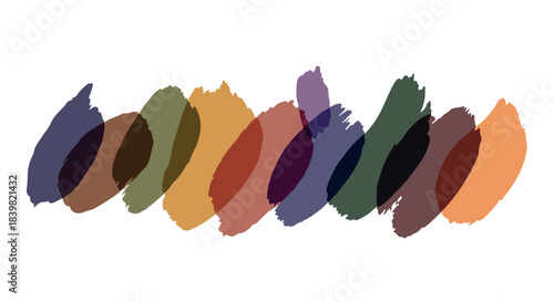 Colorful brush strokes collection with transparent background
