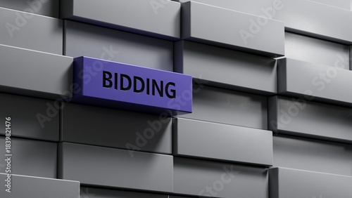 Foto The word bidding written on metal blockss