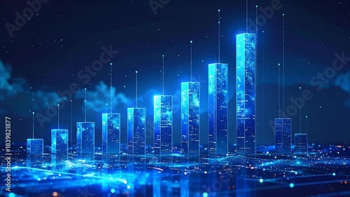 Animated Digital Data Visualization of Growing Financial Charts