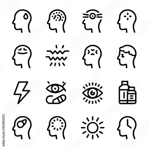 “Minimal Medical Symptom Line Icons – Outline Style”