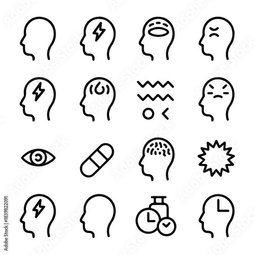 “Minimal Medical Symptom Line Icons – Outline Style”