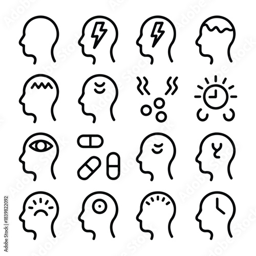 “Minimal Medical Symptom Line Icons – Outline Style”