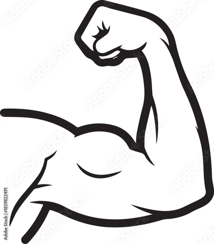 Strong Arm Muscles Flexing Isolated on Transparent Background