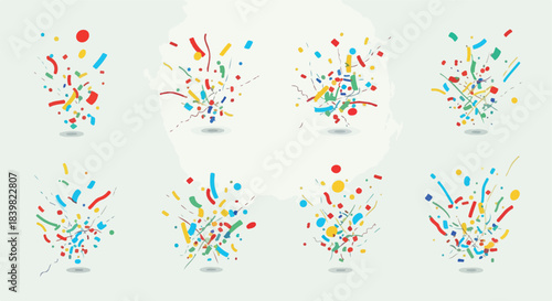 Colorful confetti bursts with transparent background
