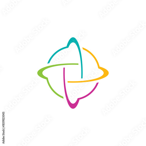 Global Community Logo, Globe Global Lines Logo Design