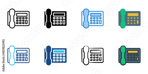 Telephone icon set multiple style vector collection. Editable Stroke 
