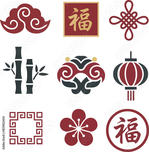 illustration of traditional Chinese decorative symbols