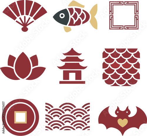 illustration of traditional Chinese decorative symbols