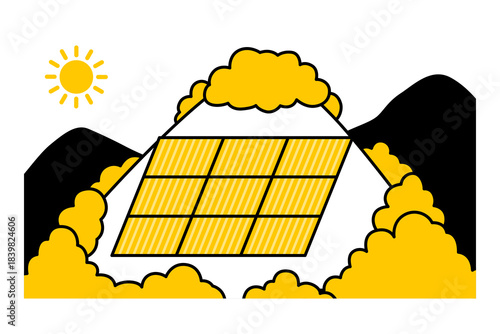 山林に建設されたメガソーラー（大規模太陽光発電所）