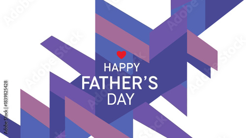 Happy Father's Day greeting card with abstract purple and blue geometric background