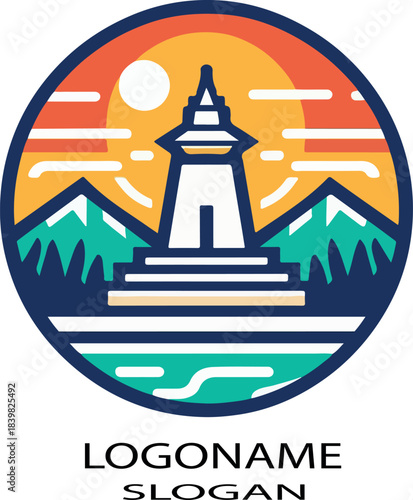 Lighthouse boat and ship vector travel illustration icon set