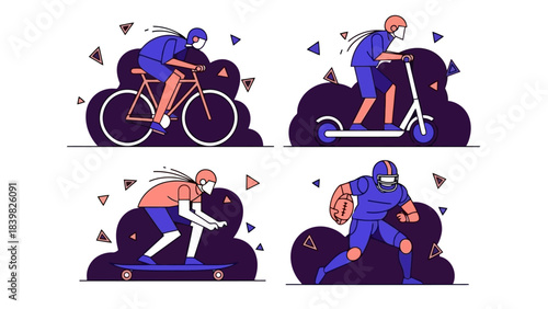 Diverse Set of People Engaged in Various Outdoor Sports and Activities