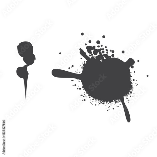 High-contrast ink blot illustration with dynamic splashes and dripping effects, ideal for design projects.eps10