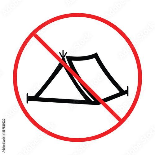 Camping Not Allowed Icon Set.