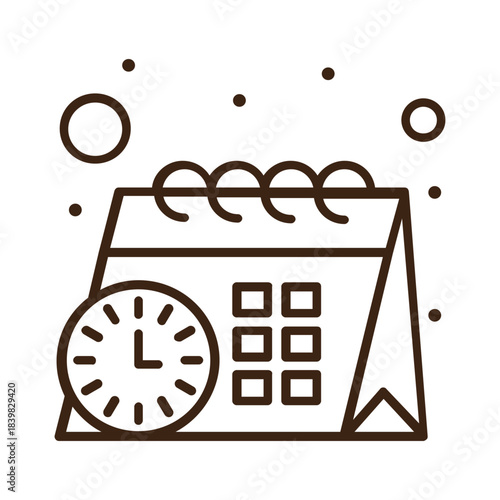 Desk Calendar With Clock And Spiral Binding For Scheduling, Planning, And Time Management