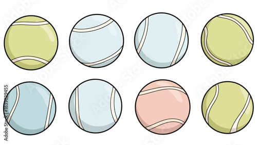 Set of Colorful Tennis Balls for Sports and Recreation Isolated on White Background