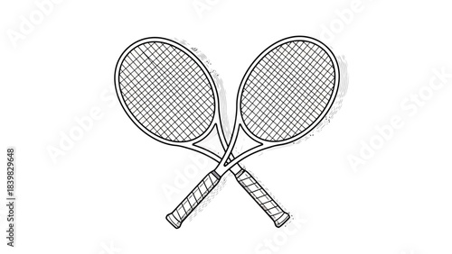 Classic Tennis Rackets Crossed Isolated Illustration