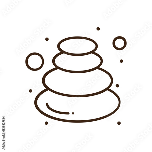 Minimal Stone Cairn Stack Illustration With Circular Pebbles and Surrounding Dots