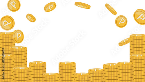 山積みのポイントコインの背景素材