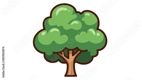Pixel Art Green Tree With Brown Trunk On A Black Background Simple Illustration Style And Isolated
