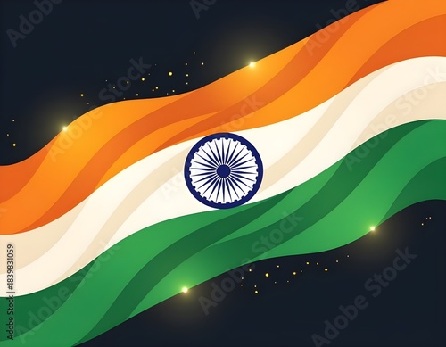 Digital artwork representing the Indian tricolor national flag. Ideal for Republic Day, Independence Day, patriotic posters, banners, greeting cards, backgrounds, presentations, and event promotio
