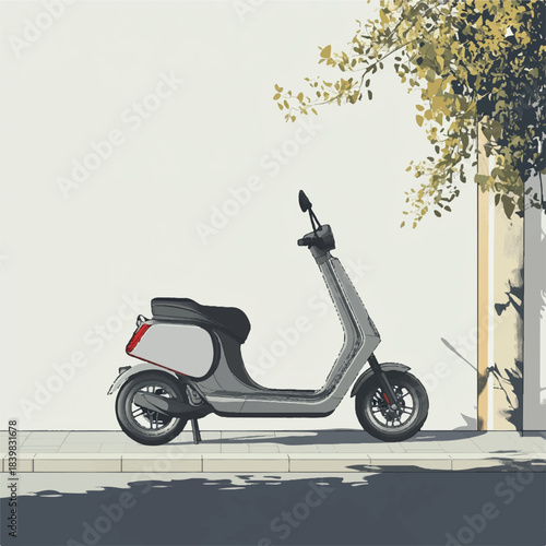 Gray Electric Scooter on Sidewalk