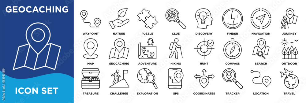 Obraz na plátně Geocaching icon collection set