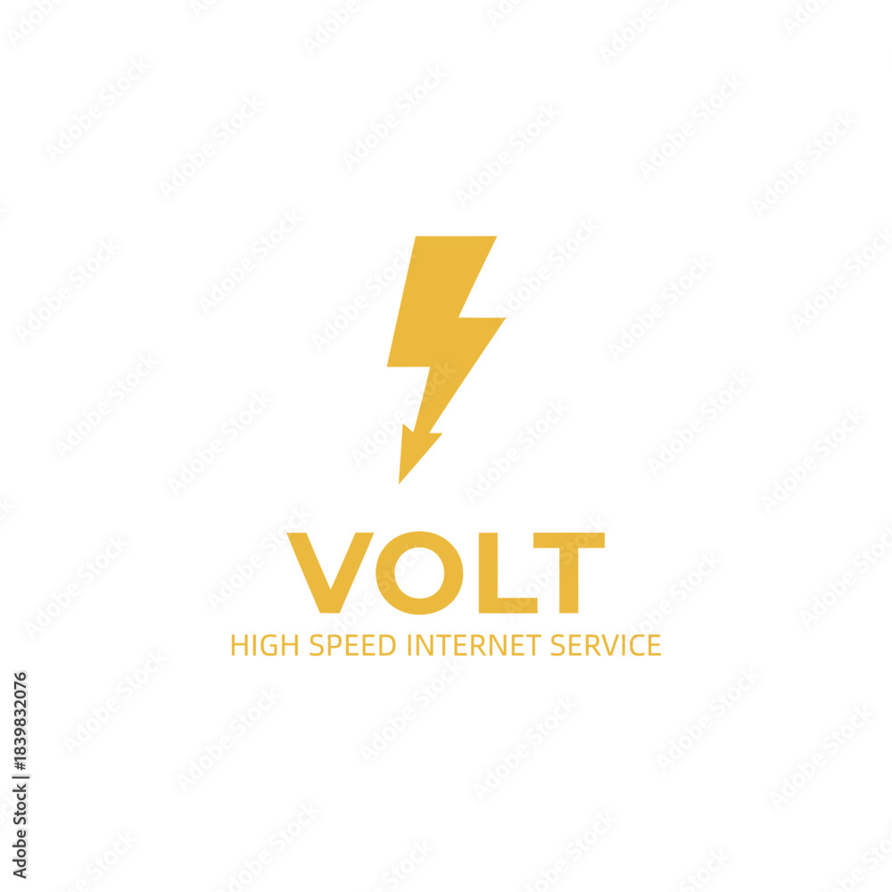 Fototapeta premium High Speed Internet Service Logo with Yellow Lightning Bolt Symbol for Digital Technology Company