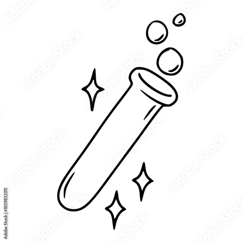 magical test tube with sparkling potion bubbles outline