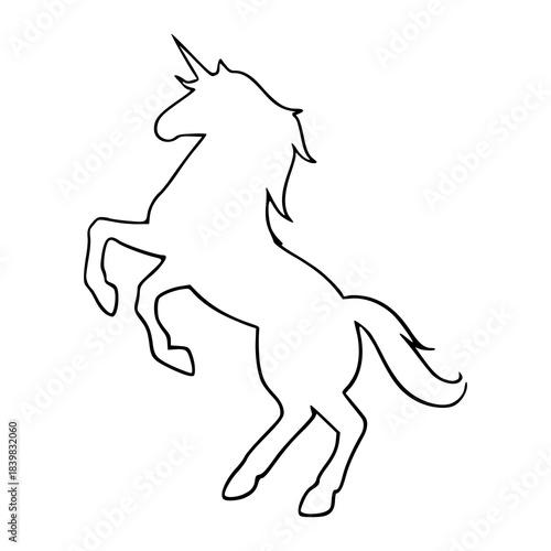 simple black line art of a prancing unicorn