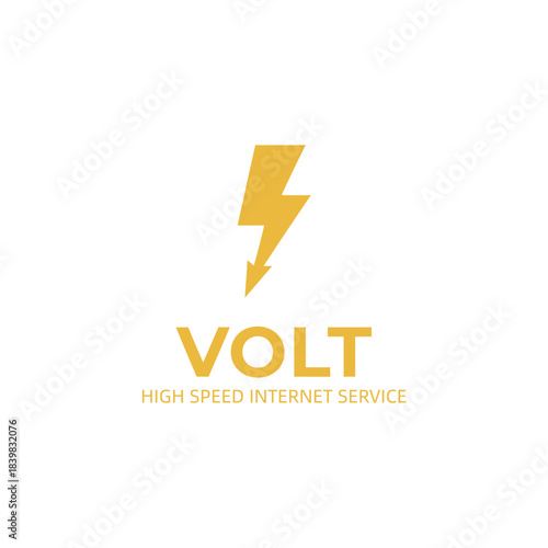 High Speed Internet Service Logo with Yellow Lightning Bolt Symbol for Digital Technology Company
