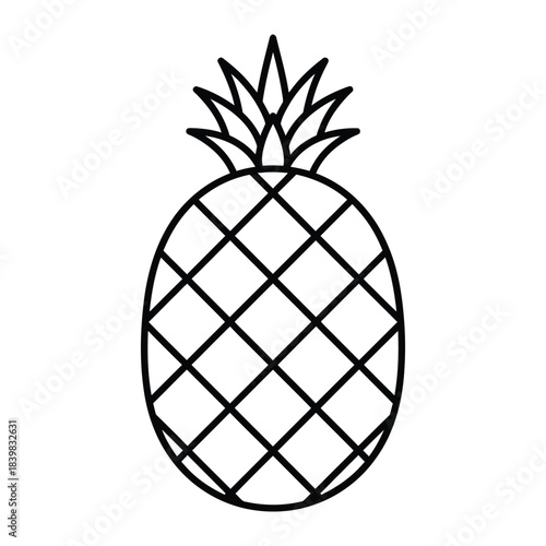 Pineapple Outline Vector – Exotic Tropical Fruit Line Icon for Food Packaging