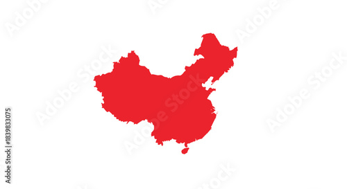 Red silhouette map of the People's Republic of China, highlighting its territorial boundaries on a clean white background.
