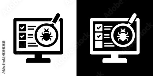 Virus Scan Icon Flat Style Vector Illustration