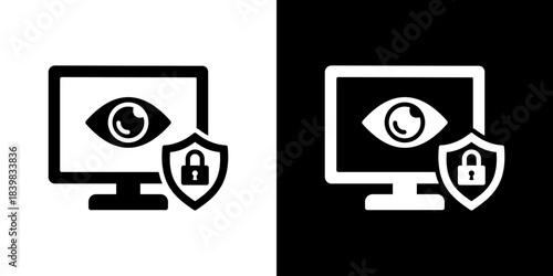 Security Monitoring Icon Flat Style Vector Illustration