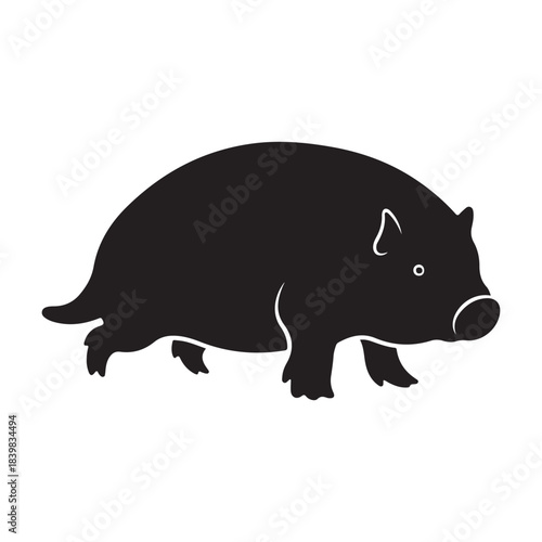 Resting Swampy Boar Silhouette: Gentle, Grounded Warrior of Marshy Realms, Quiet, Mysterious