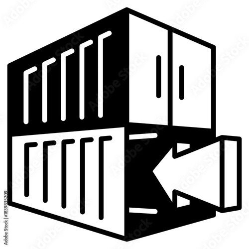 Import container arrow black fill icon