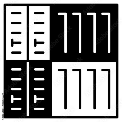 Two stacked containers black fill icon