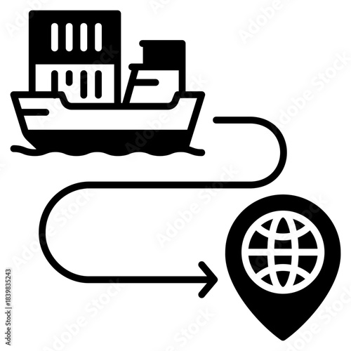 Shipping route black fill icon