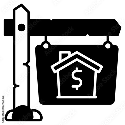 For Sale Real Estate Sign black fill icon