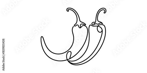 Two chili peppers continuous line drawing art