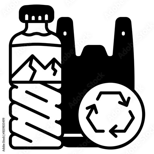 Plastic Recycling black fill icon