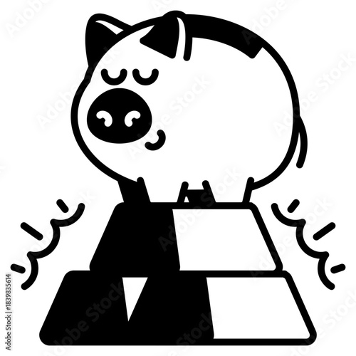 Piggy Bank on gold black fill icon