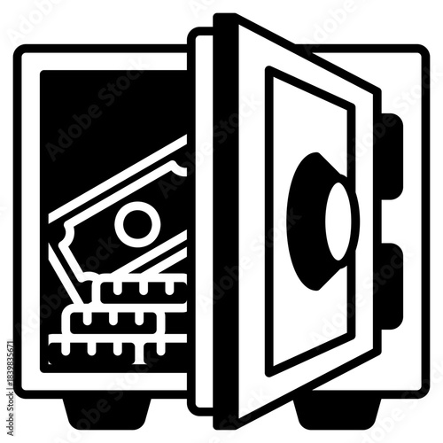 Save Box with Money Inside black fill icon