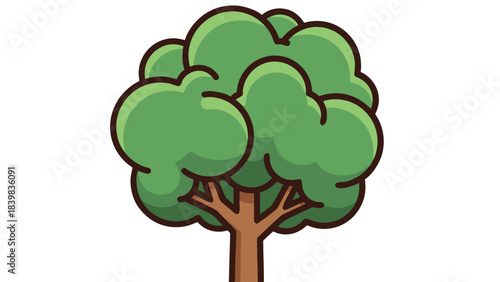 Pixel Art Tree With Green Leaves And Brown Trunk Isolated On Black Background Simple Style Illustration