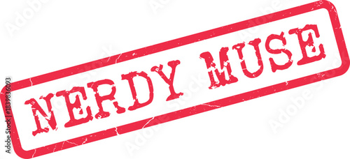 Distinctive Nerdy Muse grunge rubber stamp impression for inspiring creative and intellectual pursuits
